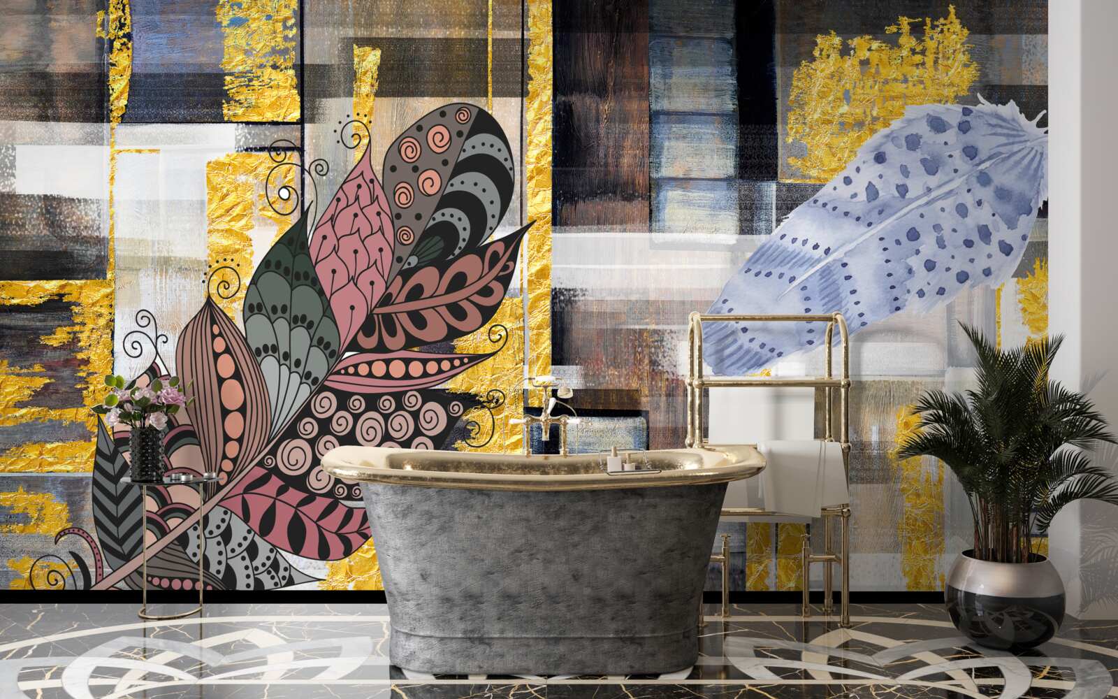 Фотошпалери абстрактне тло прикрашене дивовижним пір'ям