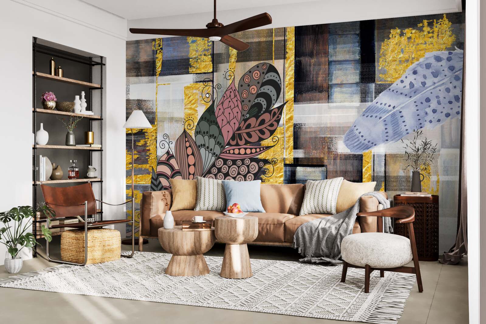 Фотошпалери абстрактне тло прикрашене дивовижним пір'ям