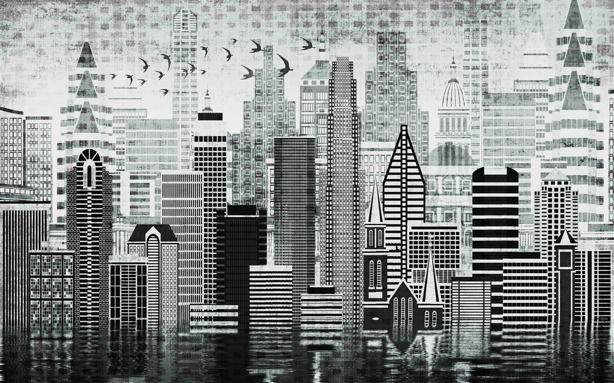 Фотошпалери одноманітний панорамний вид на місто