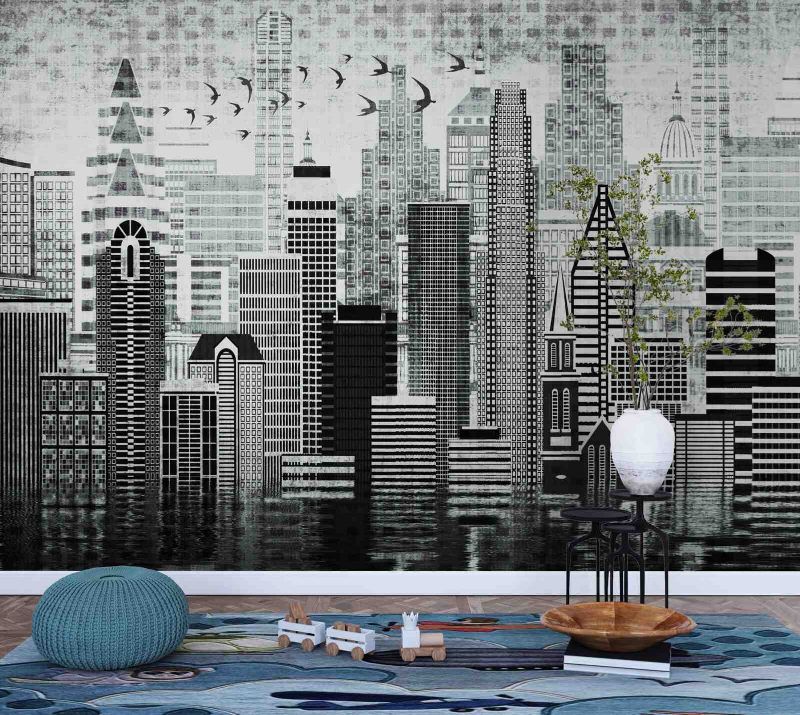 Фотошпалери одноманітний панорамний вид на місто