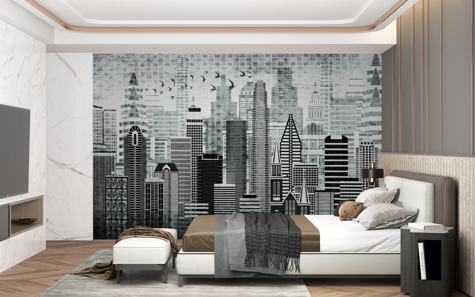 Фотошпалери одноманітний панорамний вид на місто