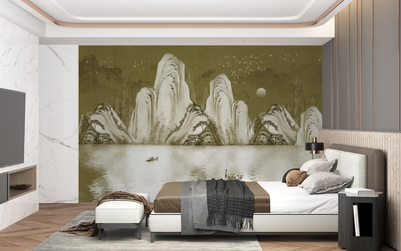 Фотошпалери співи рибалок у вечірній час