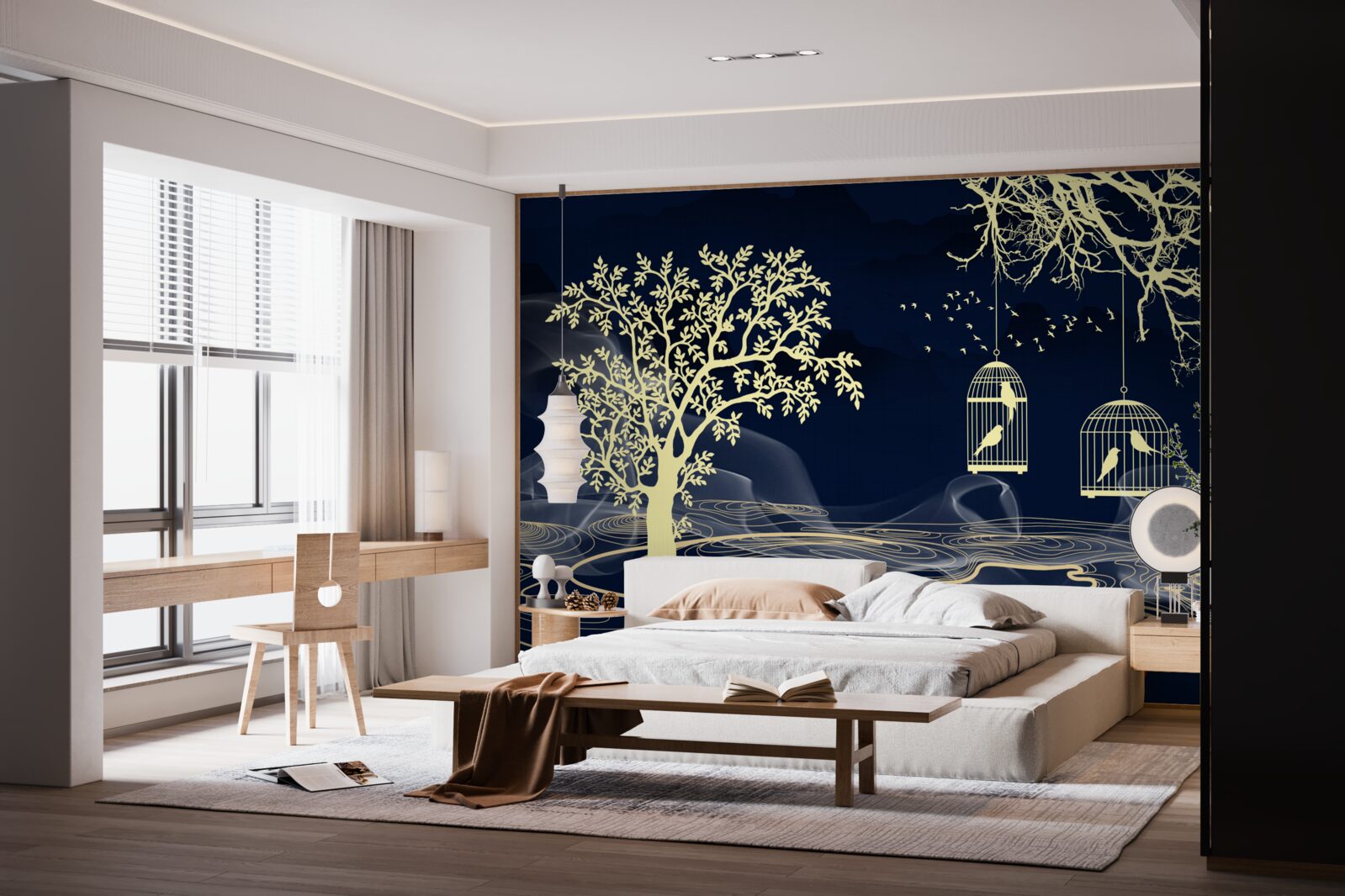 Фотошпалери поливають дерева та птахів у неволі