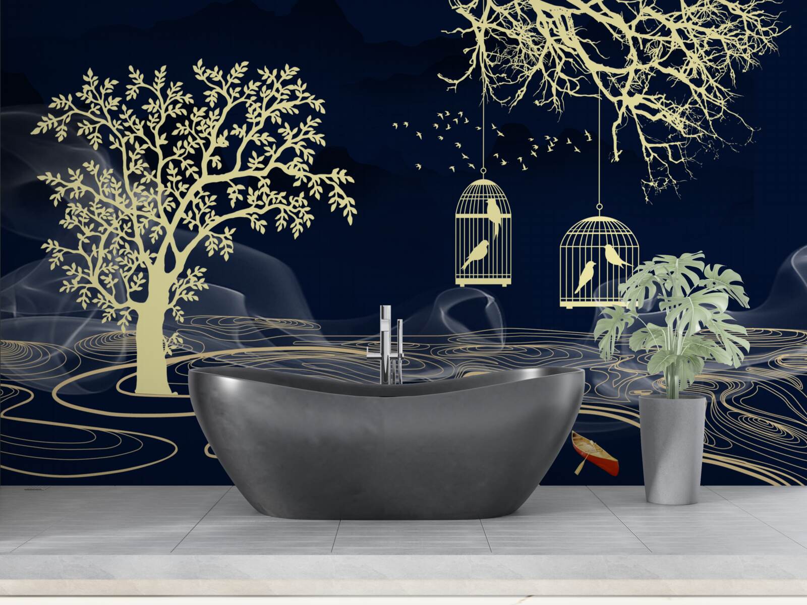 Фотошпалери поливають дерева та птахів у неволі