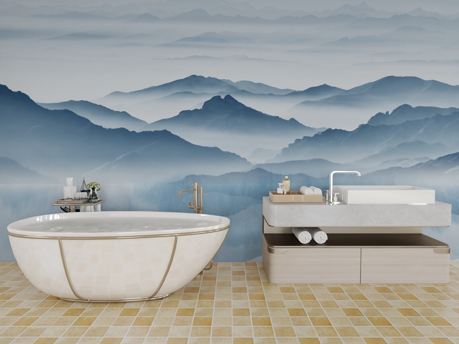 Фотошпалери Риболовля на гірському озері