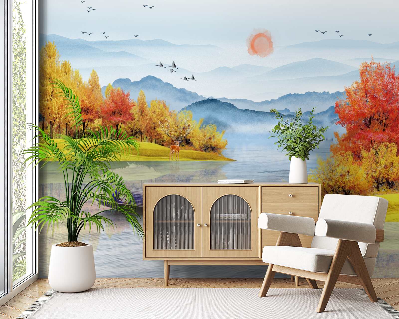 Фотошпалери корабель на гірській річці