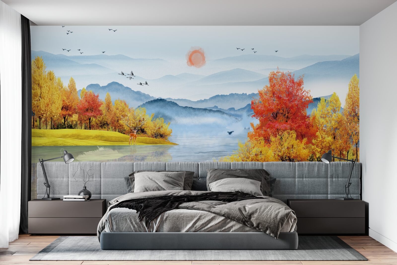 Фотошпалери корабель на гірській річці