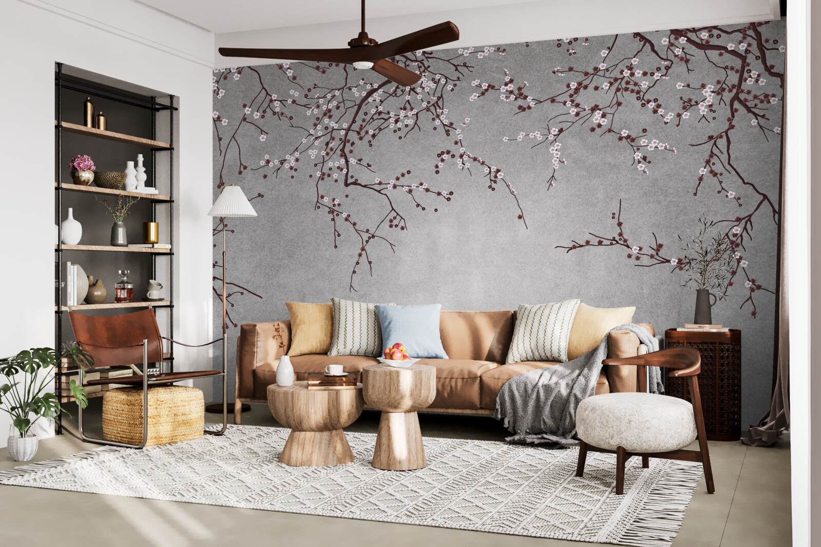 Фотошпалери гілки дерева всіяні дрібними квітами