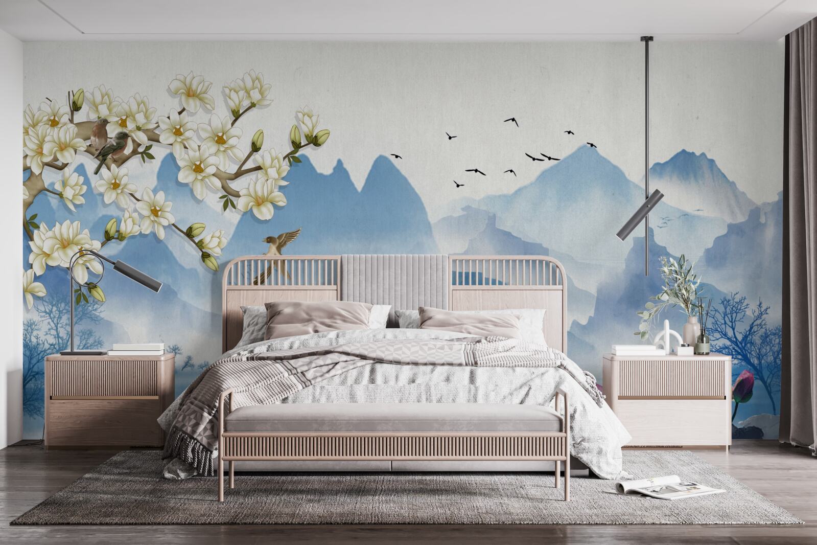 Фотошпалери акварелі із зображенням гірських озер у Китаї