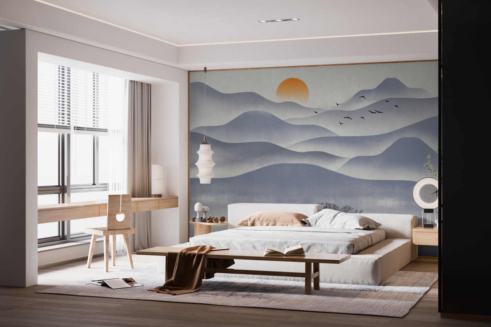 Фотошпалери замовлення на озері виконує рибалка