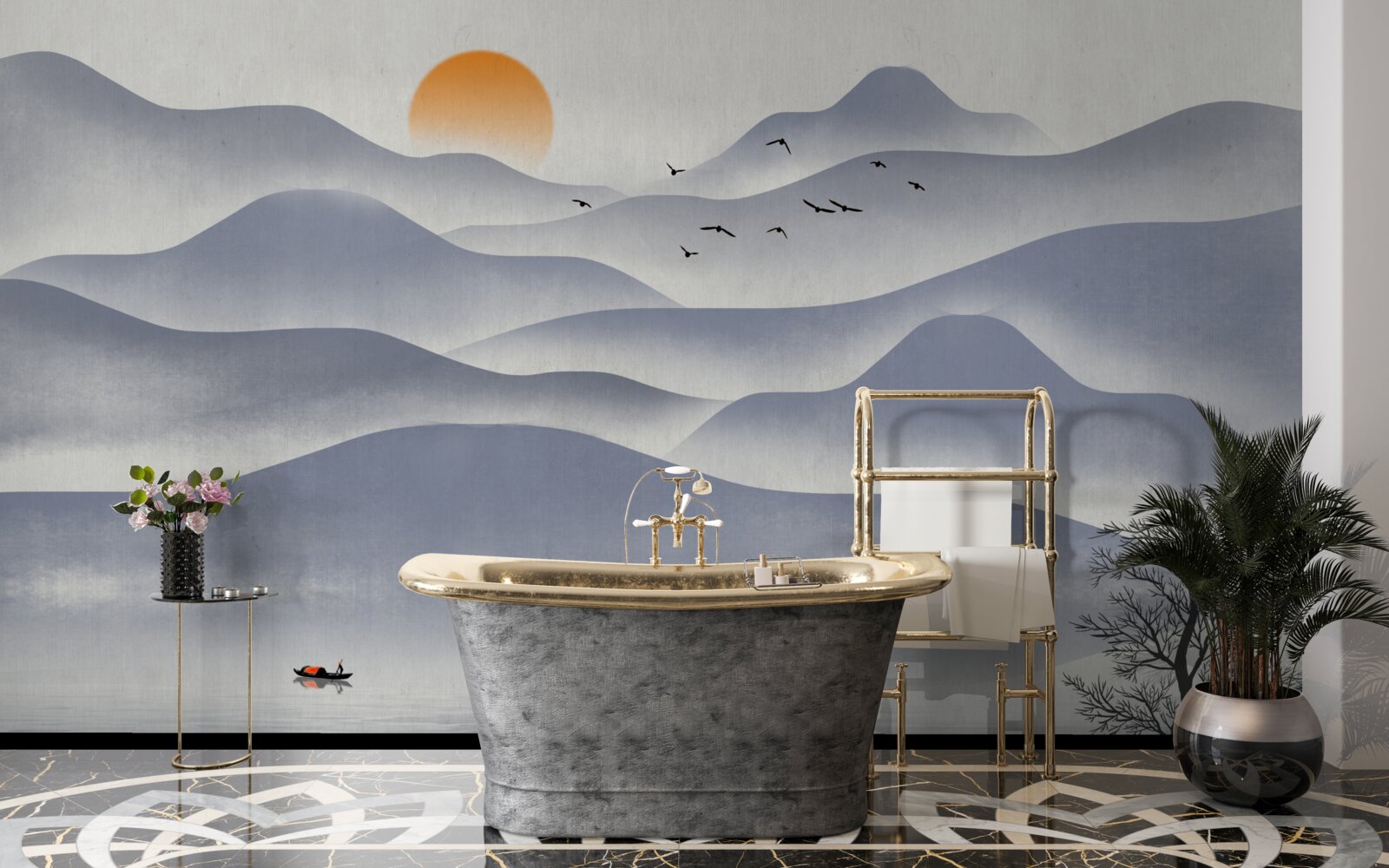 Фотошпалери замовлення на озері виконує рибалка