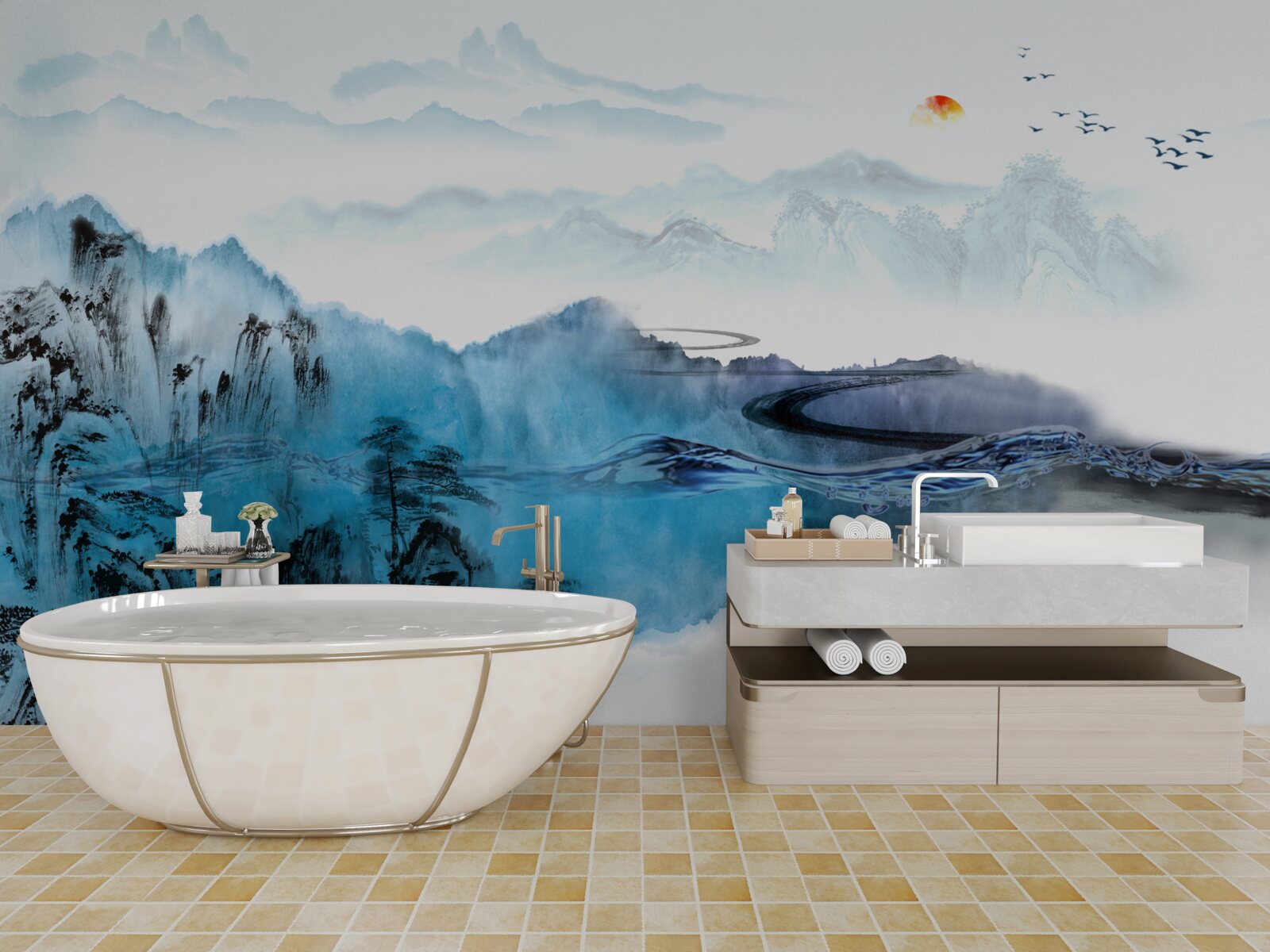 Фотошпалери гірське рибальське село