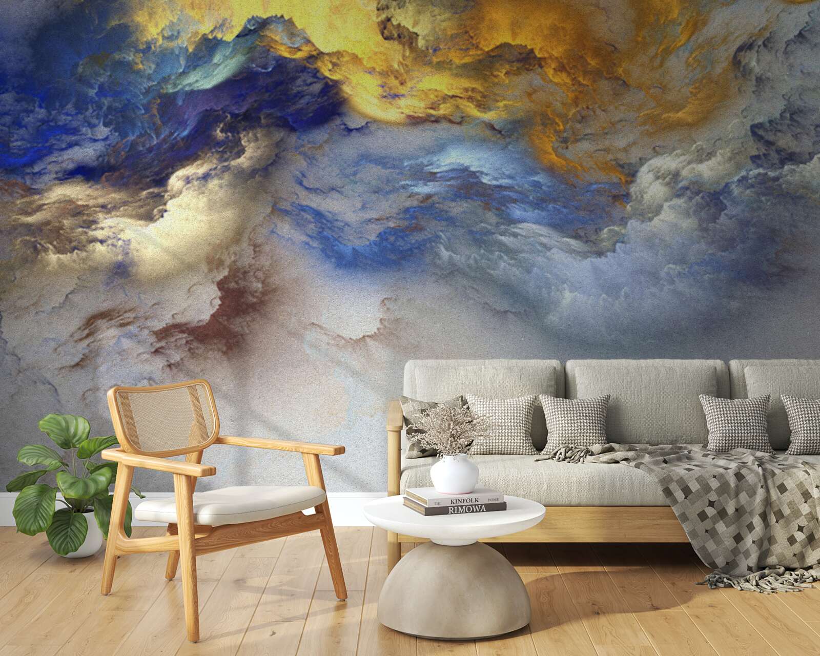 Фотошпалери мармур з відтінками, пофарбований у синій та жовтий кольори