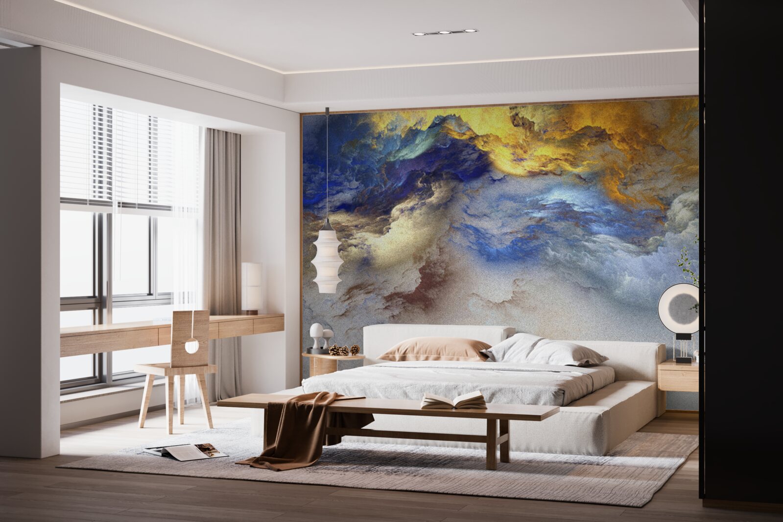 Фотошпалери мармур з відтінками, пофарбований у синій та жовтий кольори