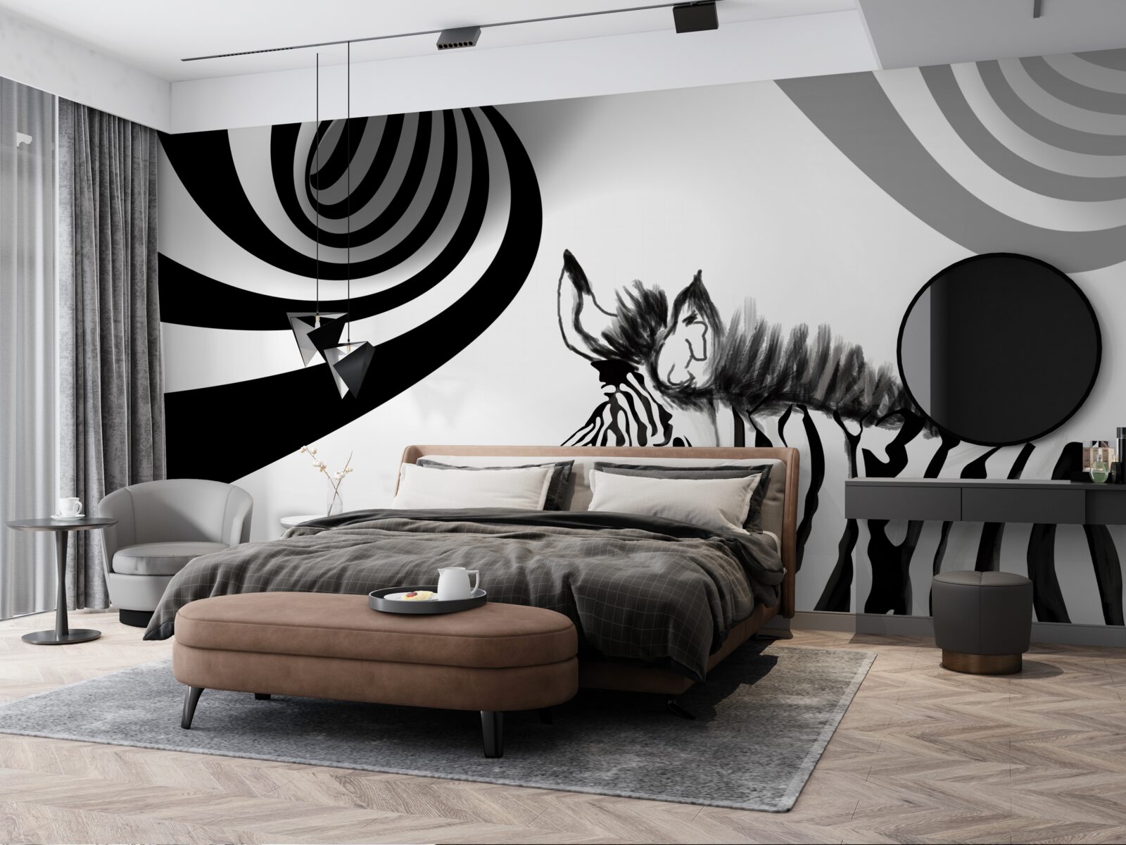 Фотошпалери чорно-біла зебра в стані очікування