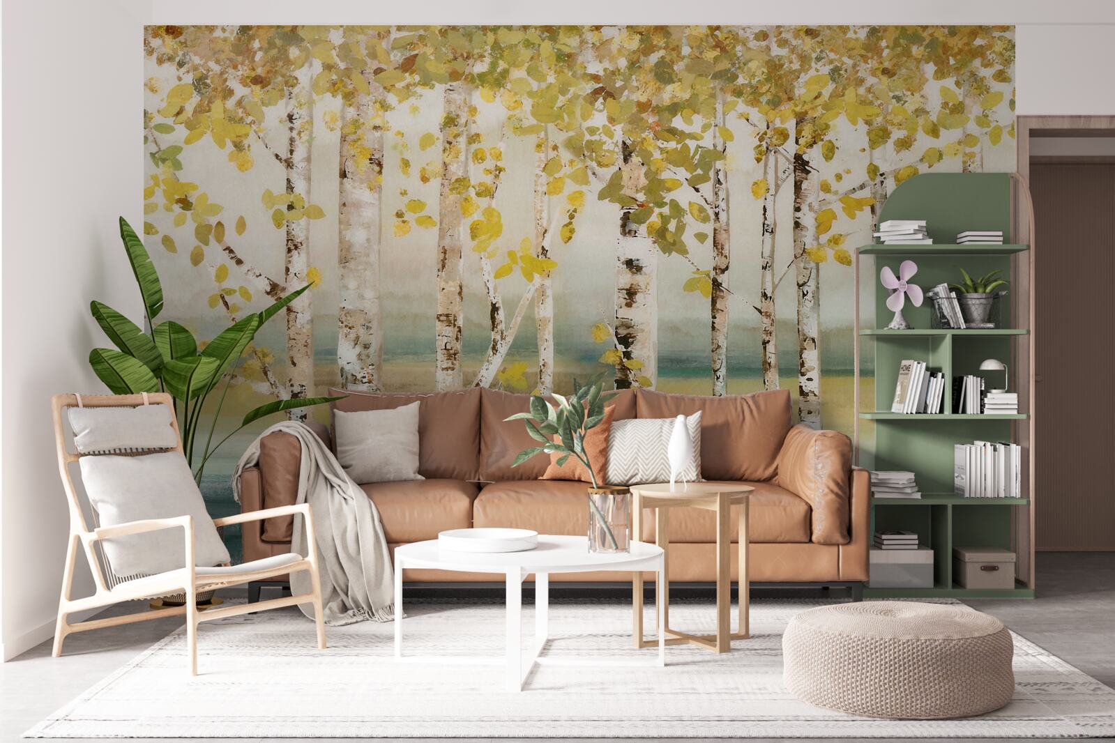 Фотошпалери березовий лісовий ставок восени