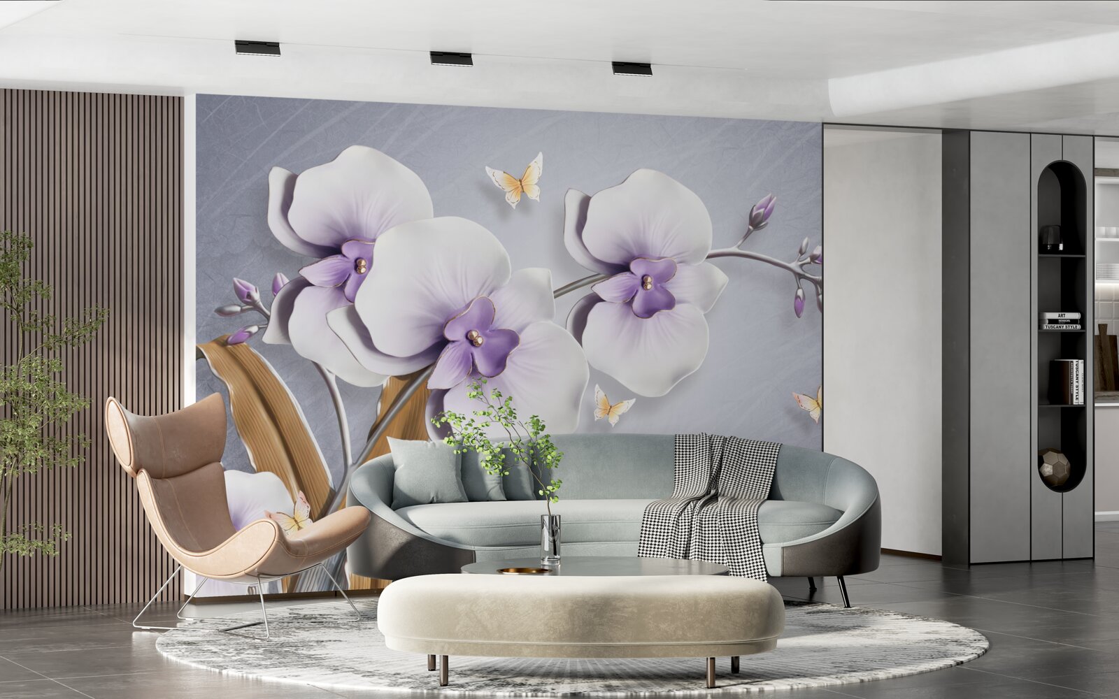 Фотошпалери величезні бузкові орхідеї