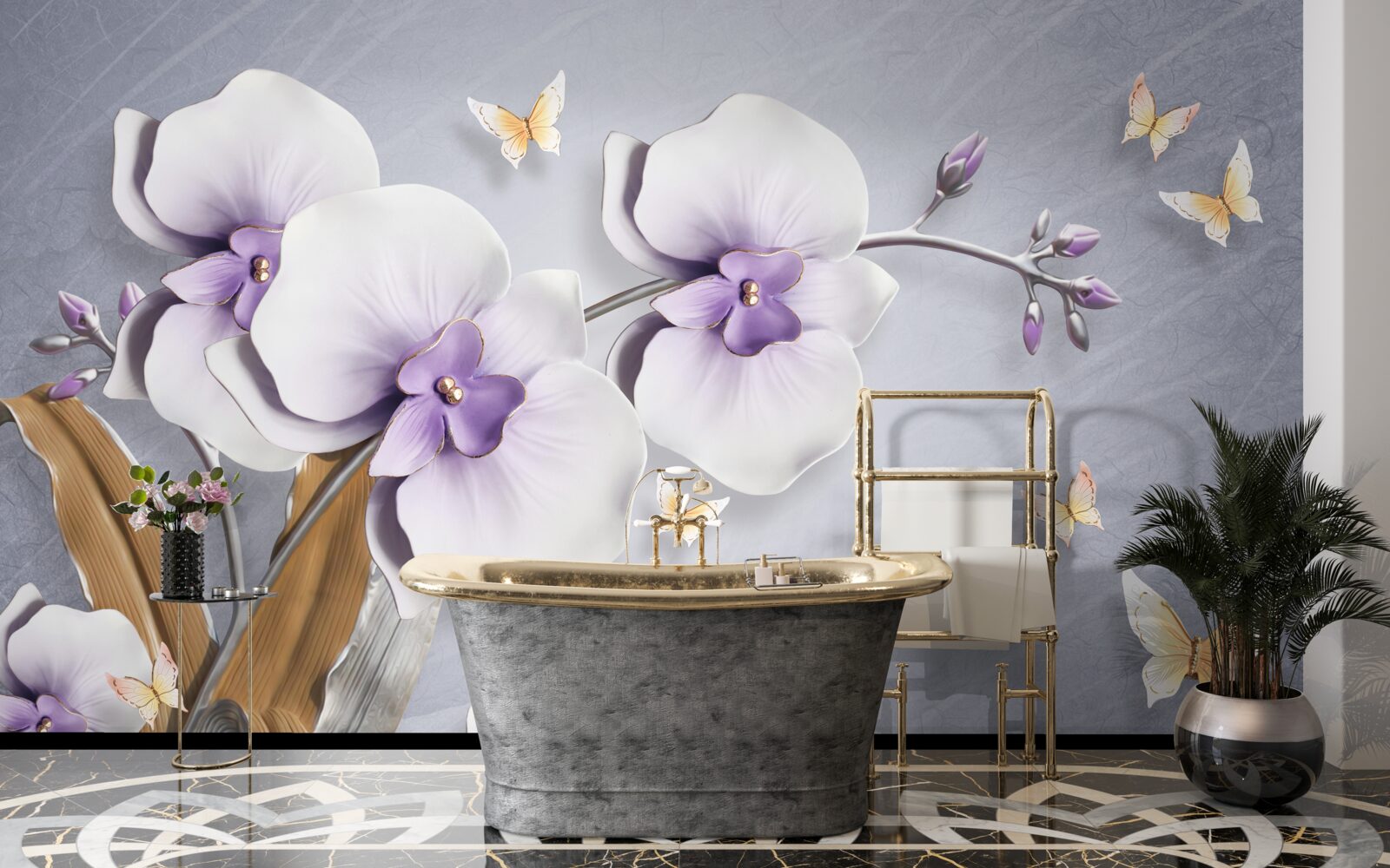 Фотошпалери величезні бузкові орхідеї