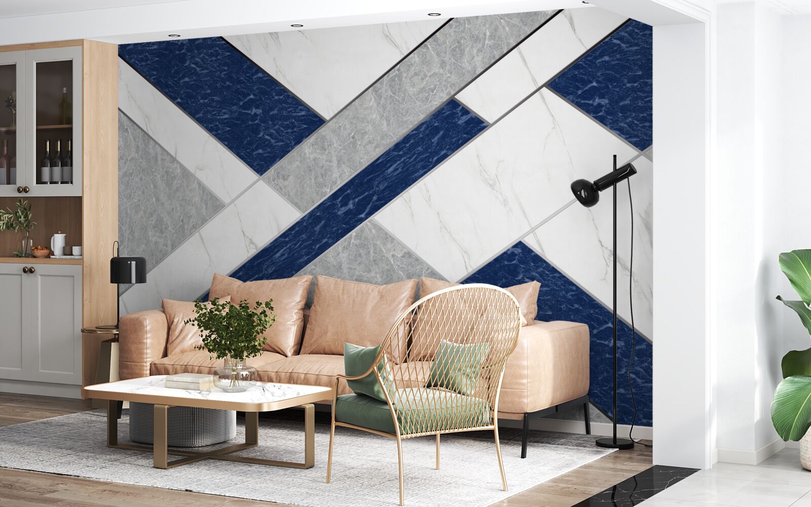 Фотошпалери на шляху до синьо-сірих смуг