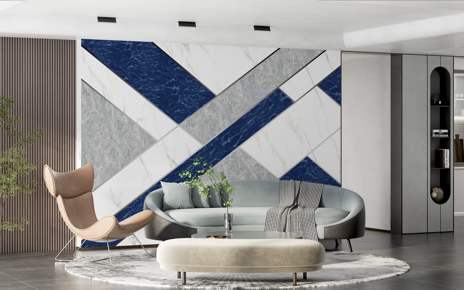 Фотошпалери на шляху до синьо-сірих смуг