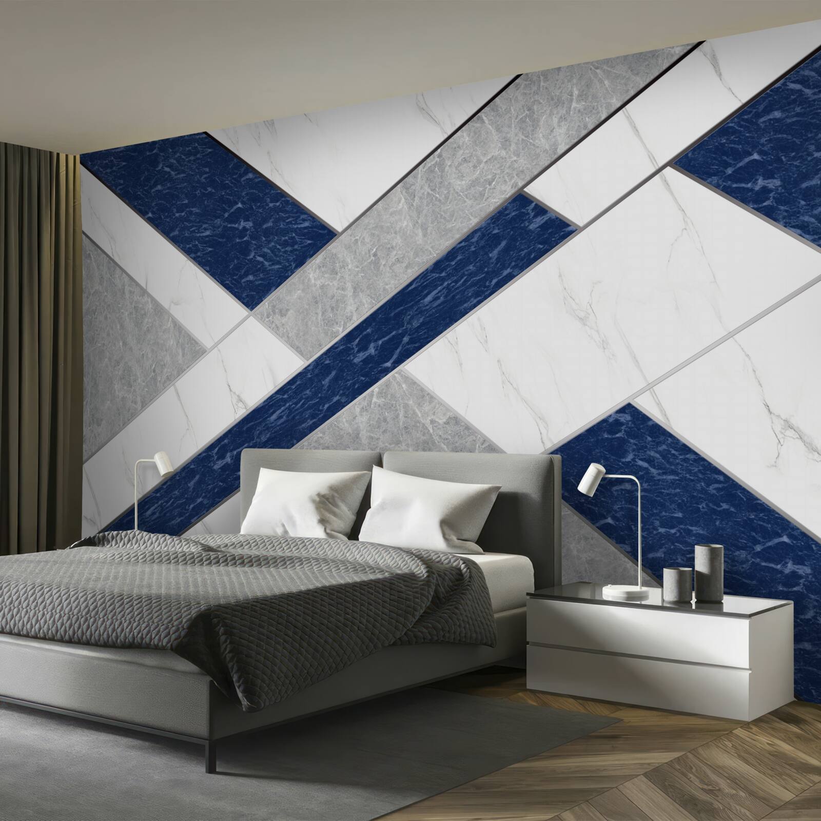 Фотошпалери на шляху до синьо-сірих смуг