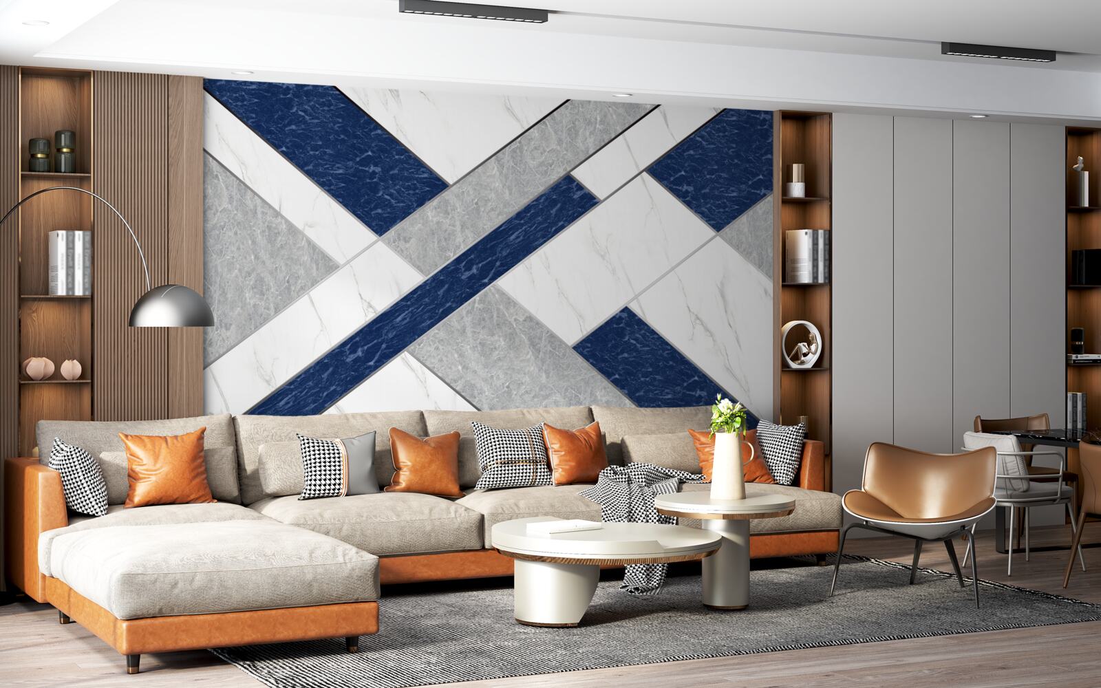 Фотошпалери на шляху до синьо-сірих смуг