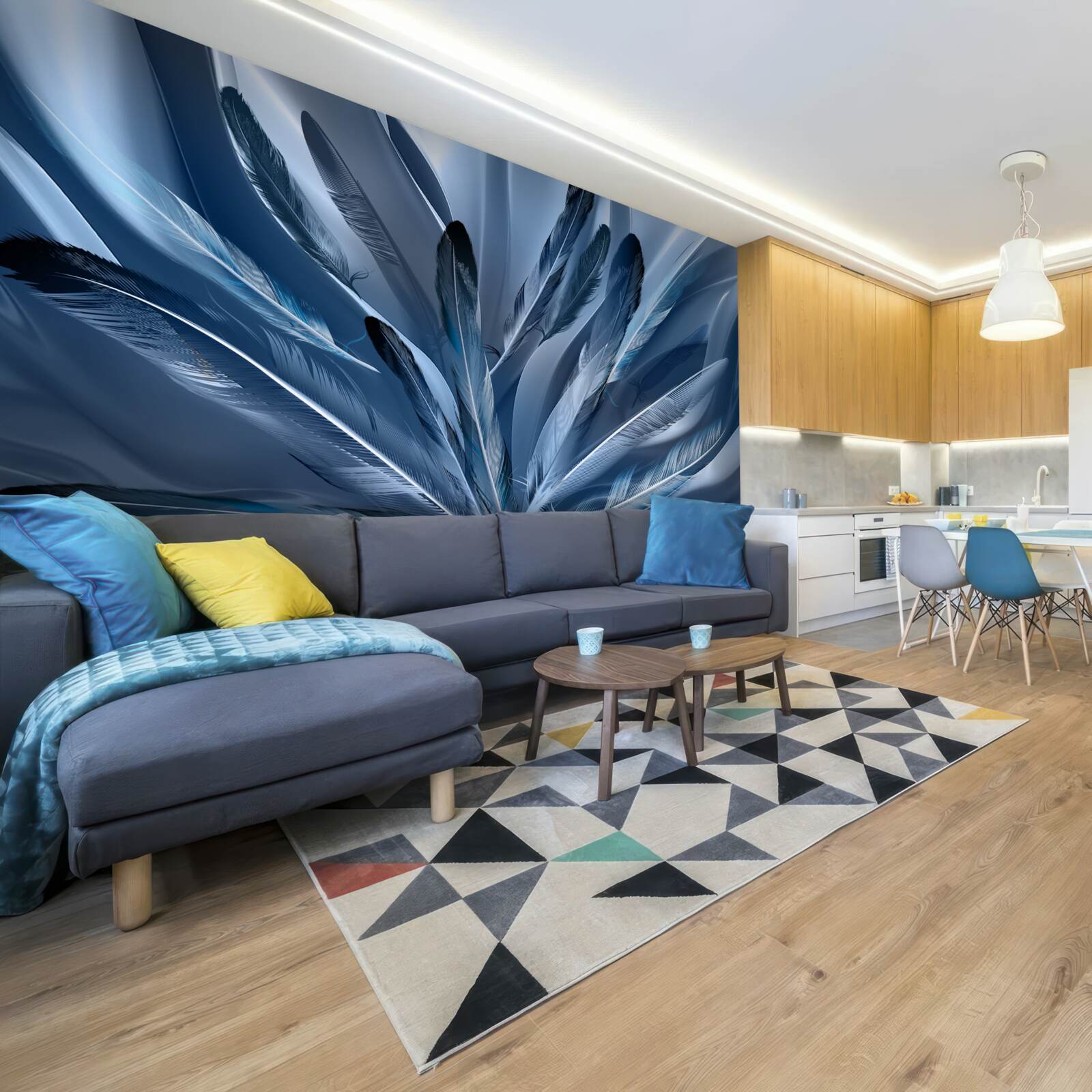 Фотошпалери тло усіяне синім пір'ям