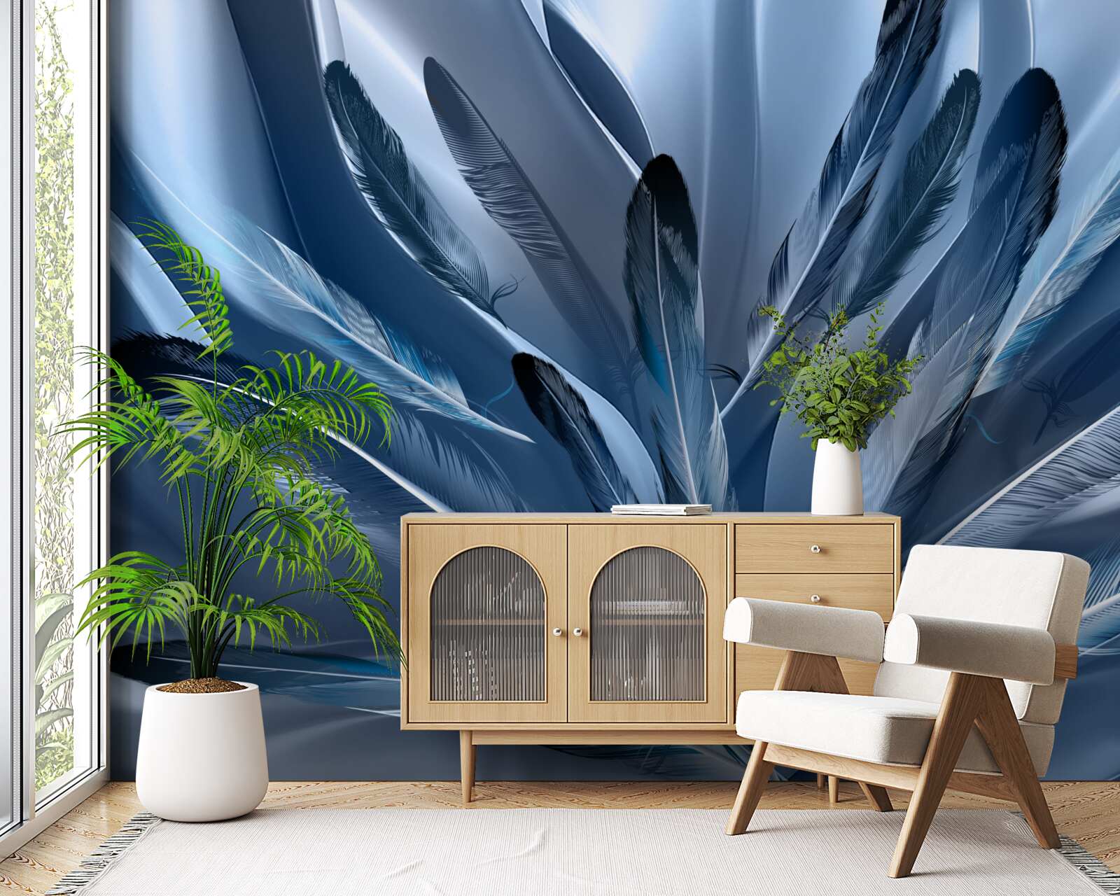 Фотошпалери тло усіяне синім пір'ям