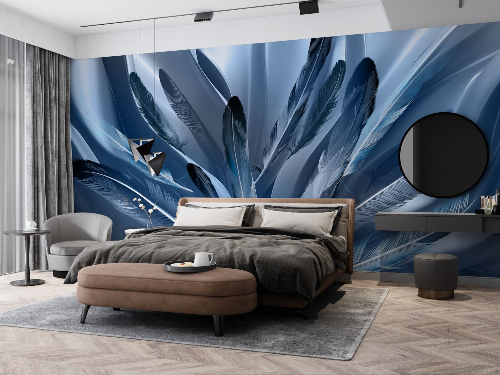 Фотошпалери тло усіяне синім пір'ям