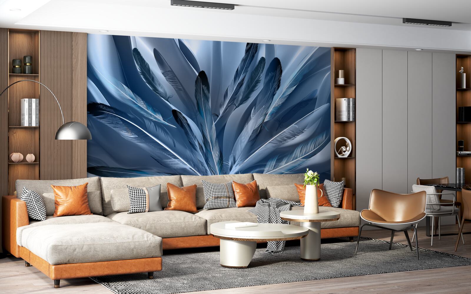 Фотошпалери тло усіяне синім пір'ям