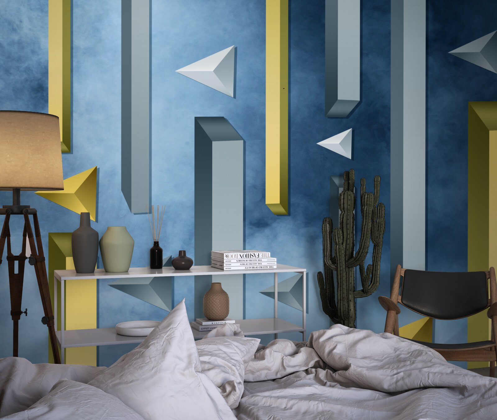 Фотошпалери зграя птахів на тлі блакитного неба