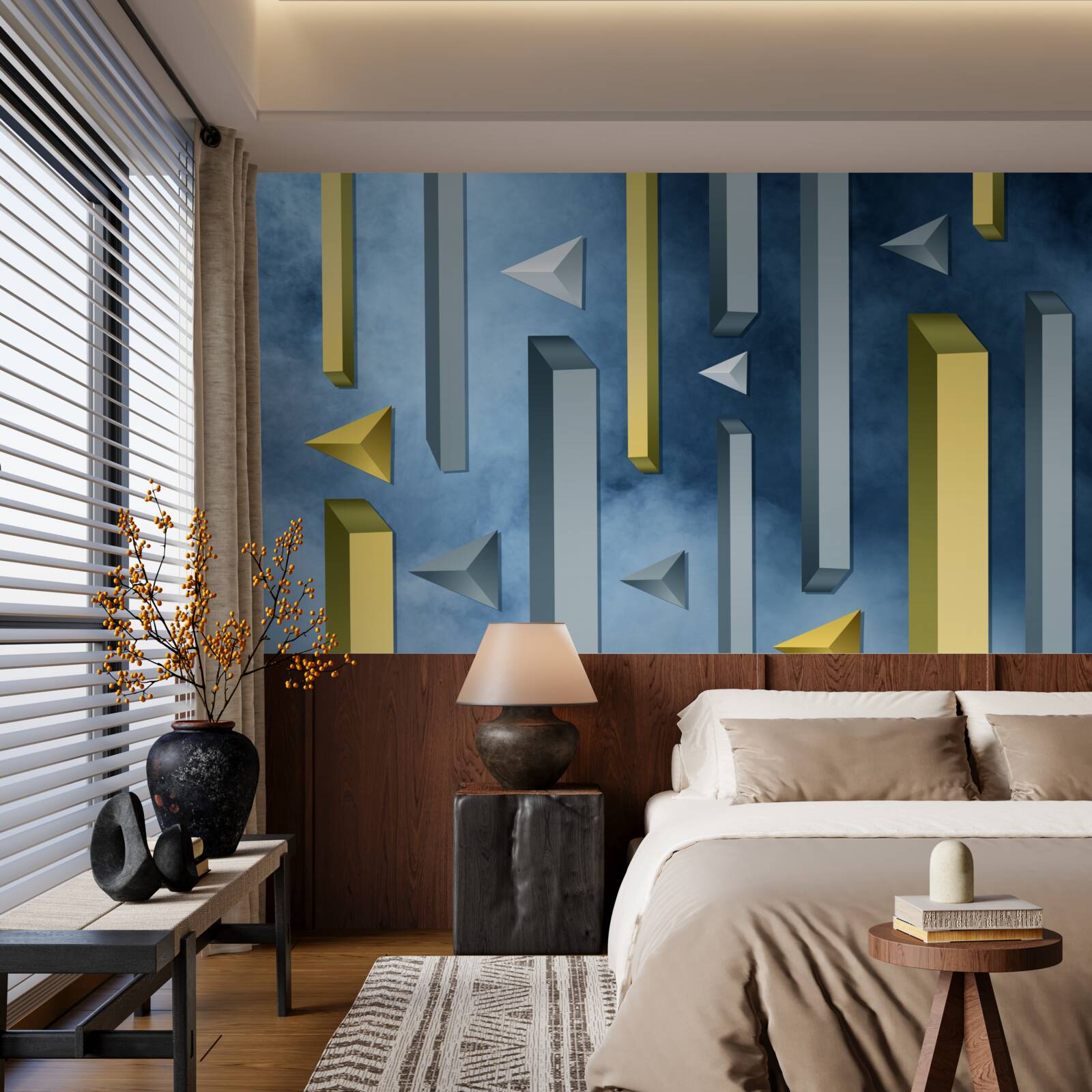 Фотошпалери зграя птахів на тлі блакитного неба