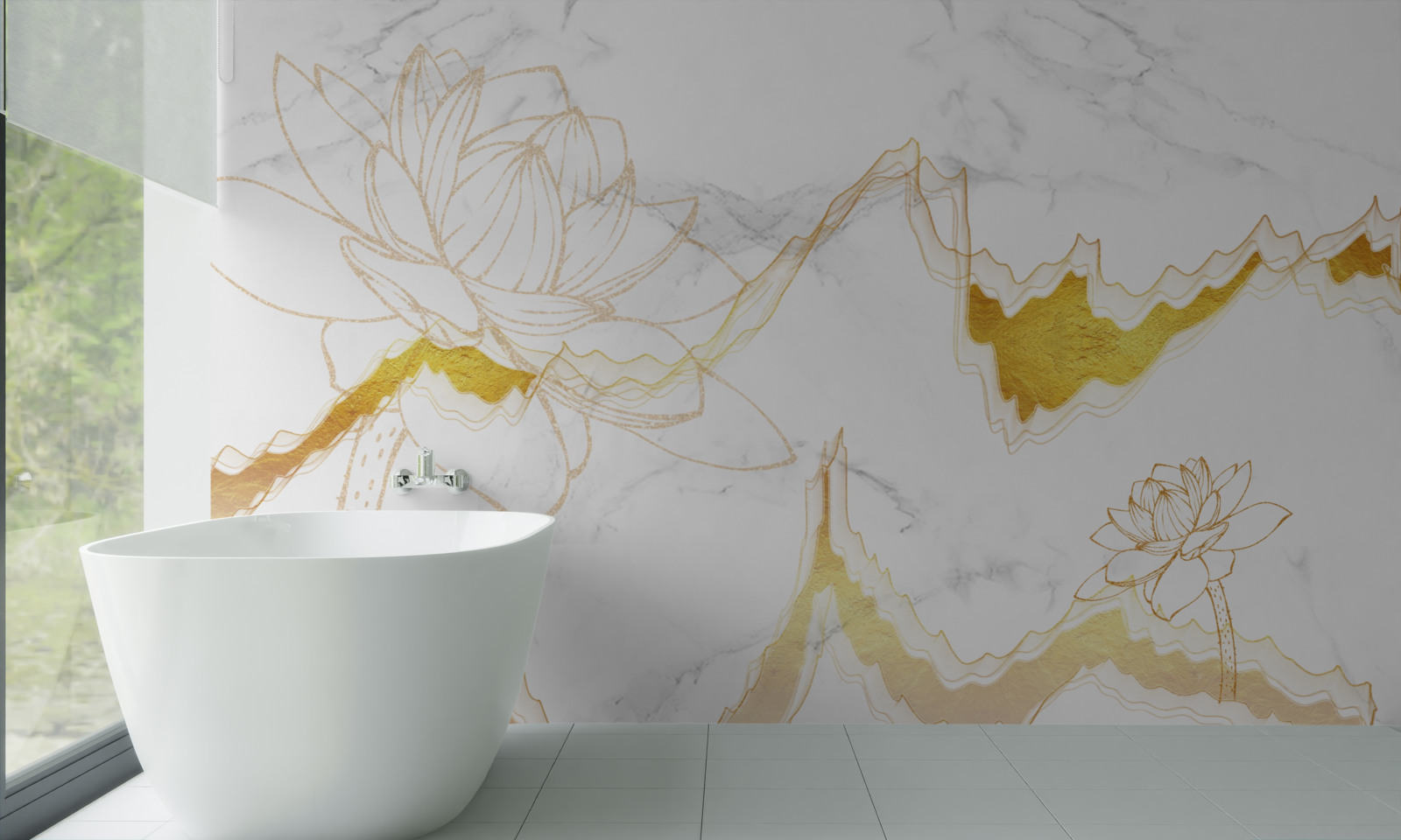 Фотошпалери обриси рослин і дерев на червоному тлі