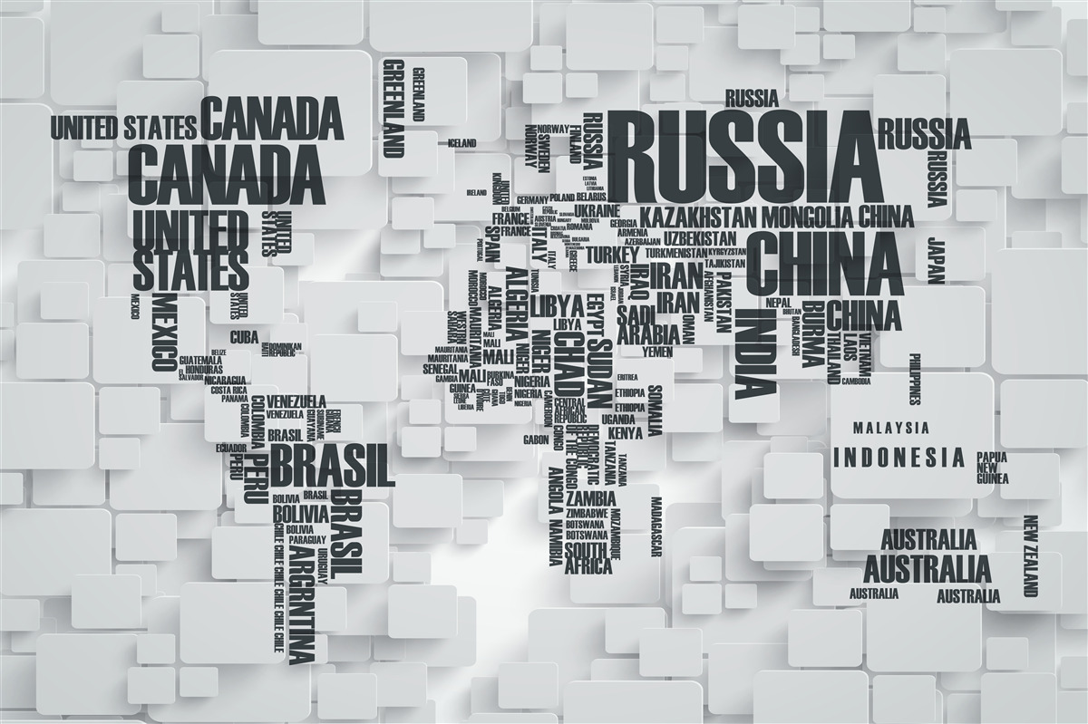 Фотошпалери карта з найбільшими країнами світу