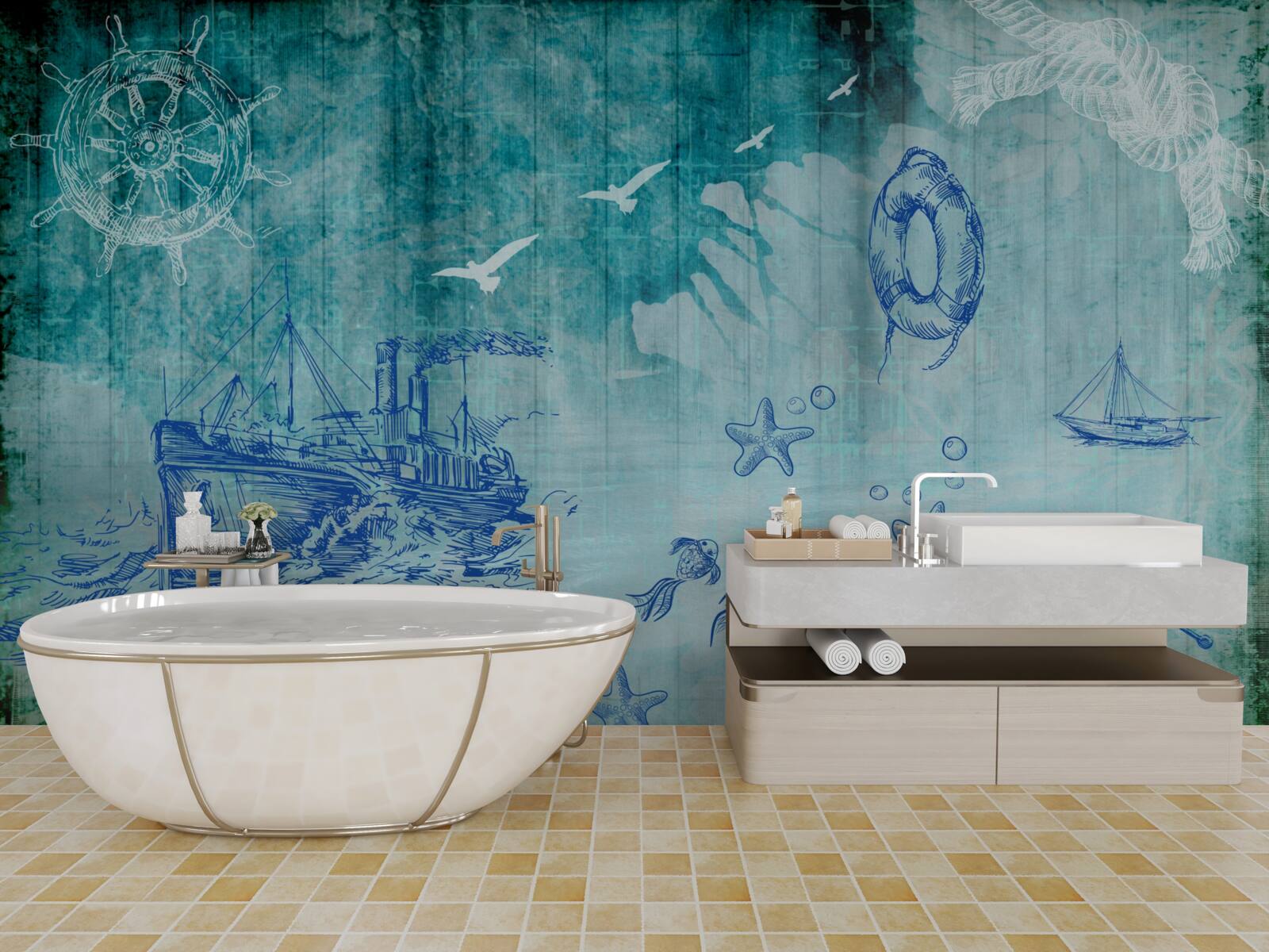 Фотошпалери Життя на борту корабля та в океані