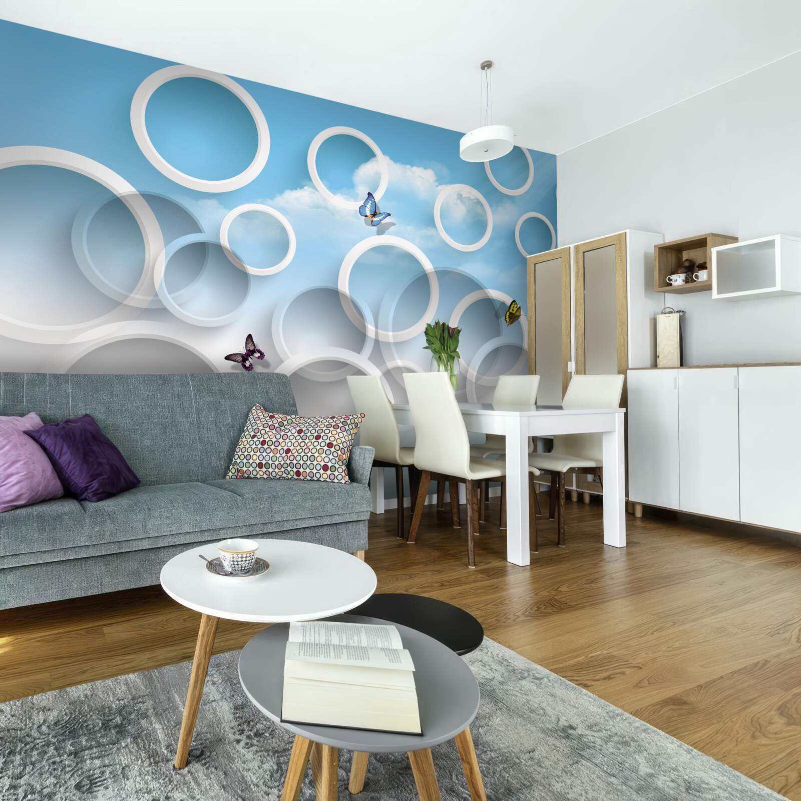 Фотошпалери небо в синіх колах