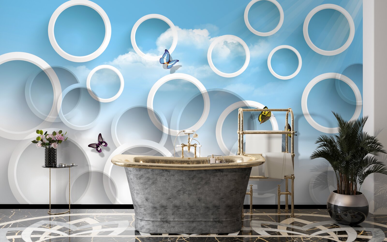 Фотошпалери небо в синіх колах