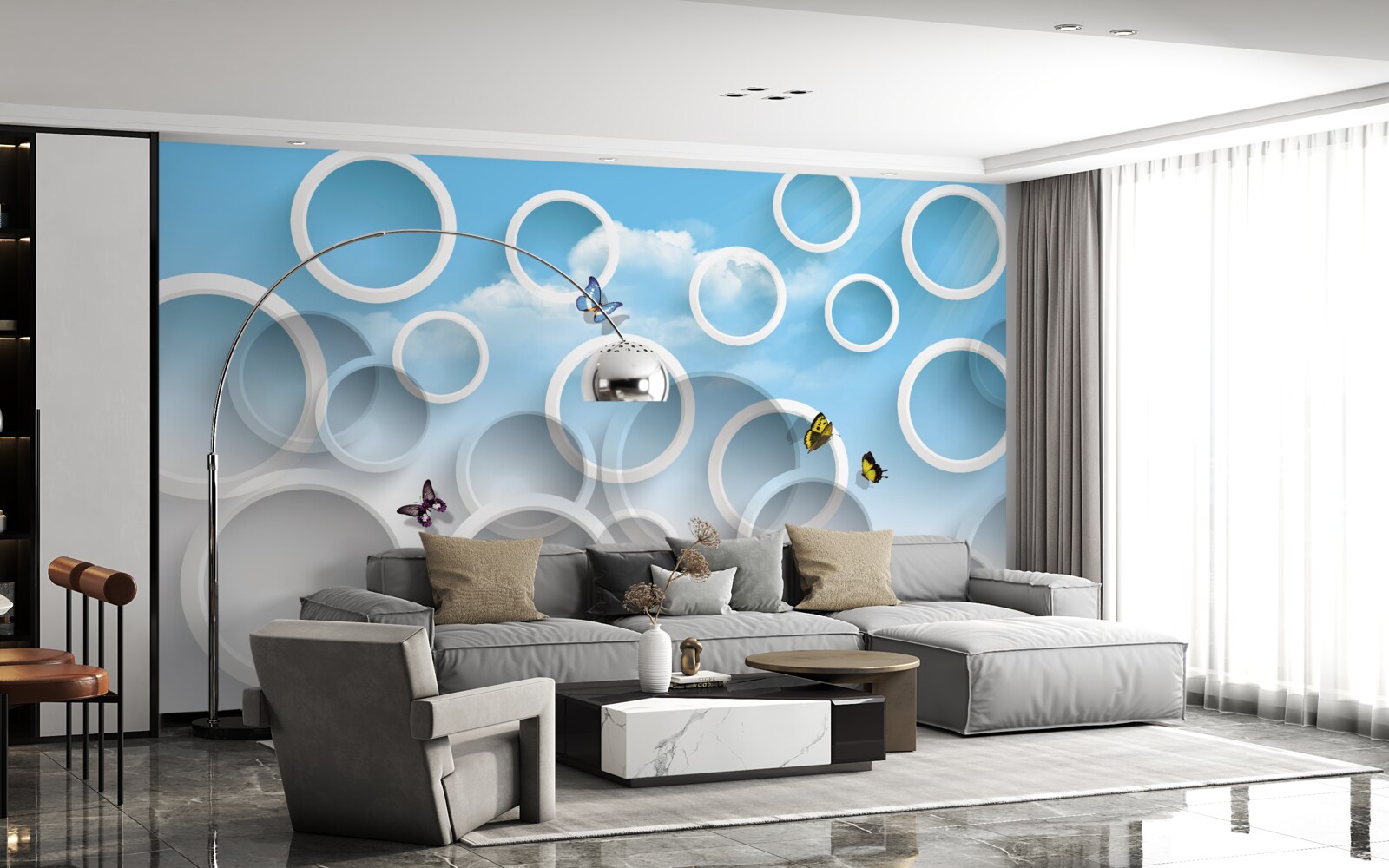 Фотошпалери небо в синіх колах