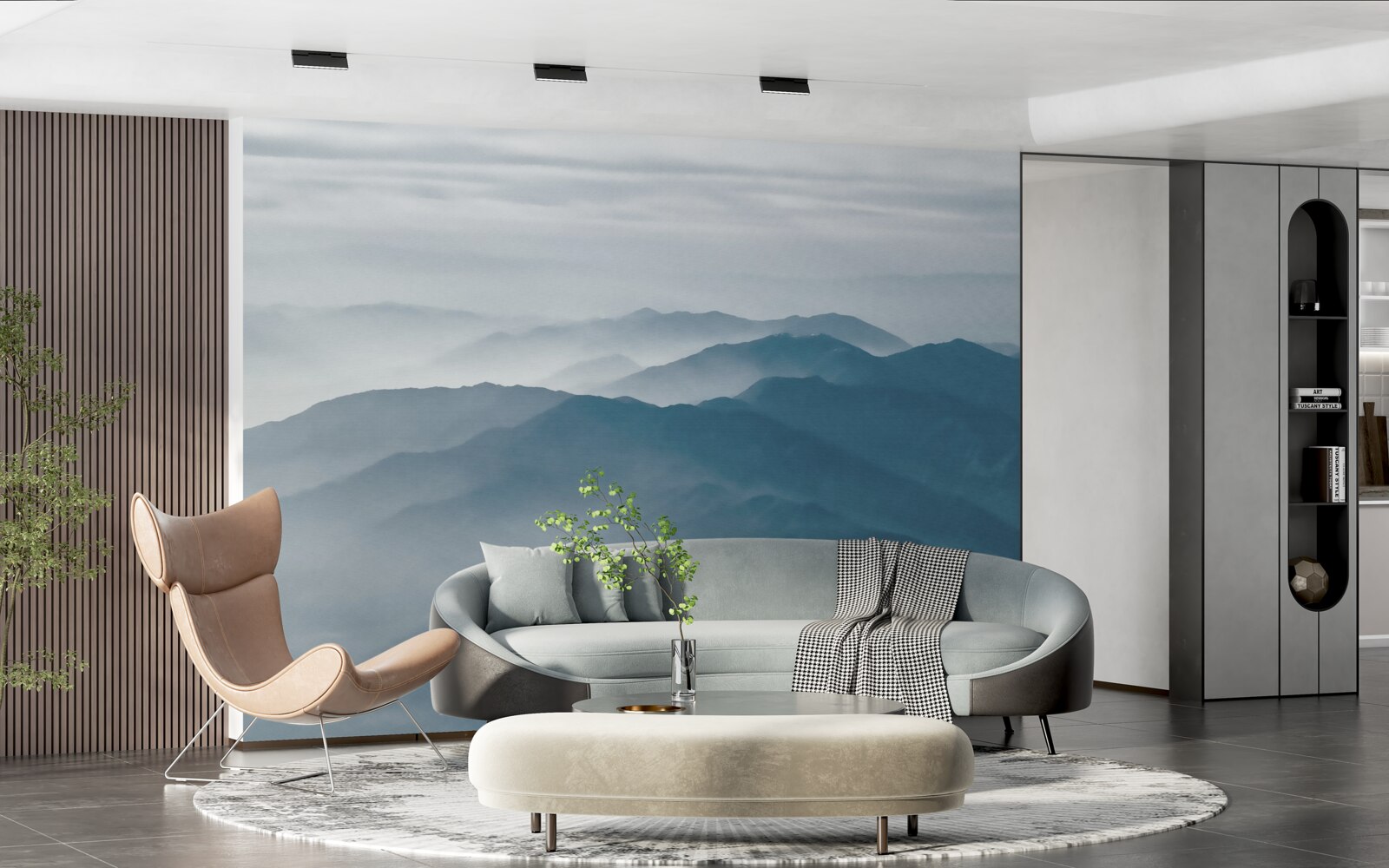 Фотошпалери ранковий туман огортає гірські вершини