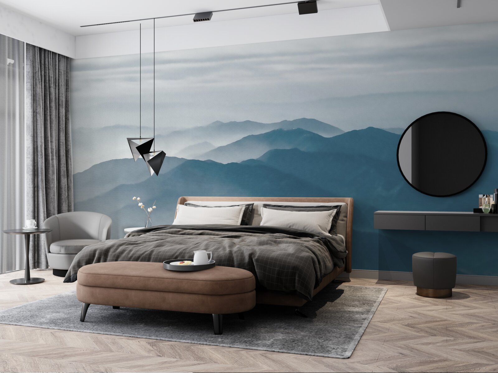 Фотошпалери ранковий туман огортає гірські вершини