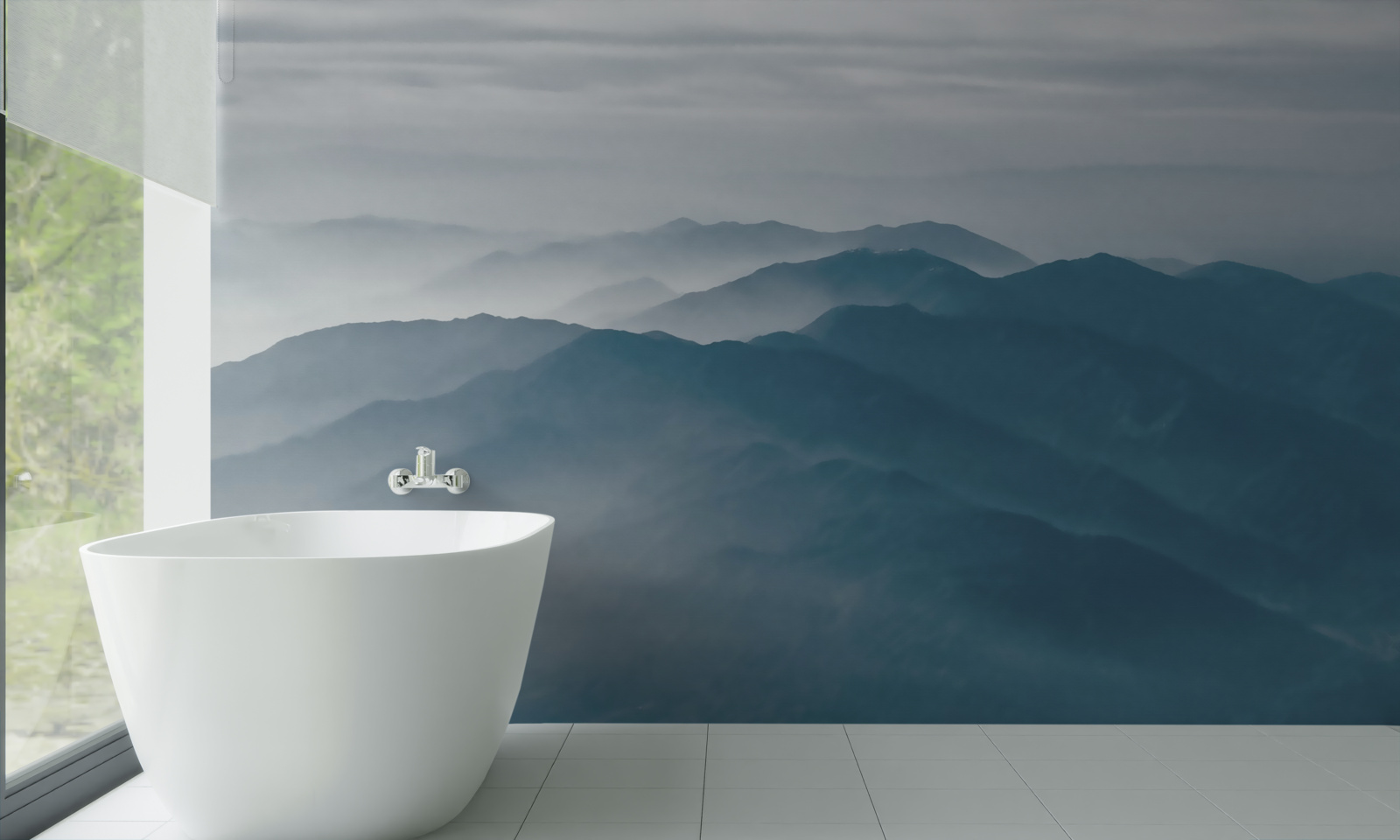 Фотошпалери ранковий туман огортає гірські вершини