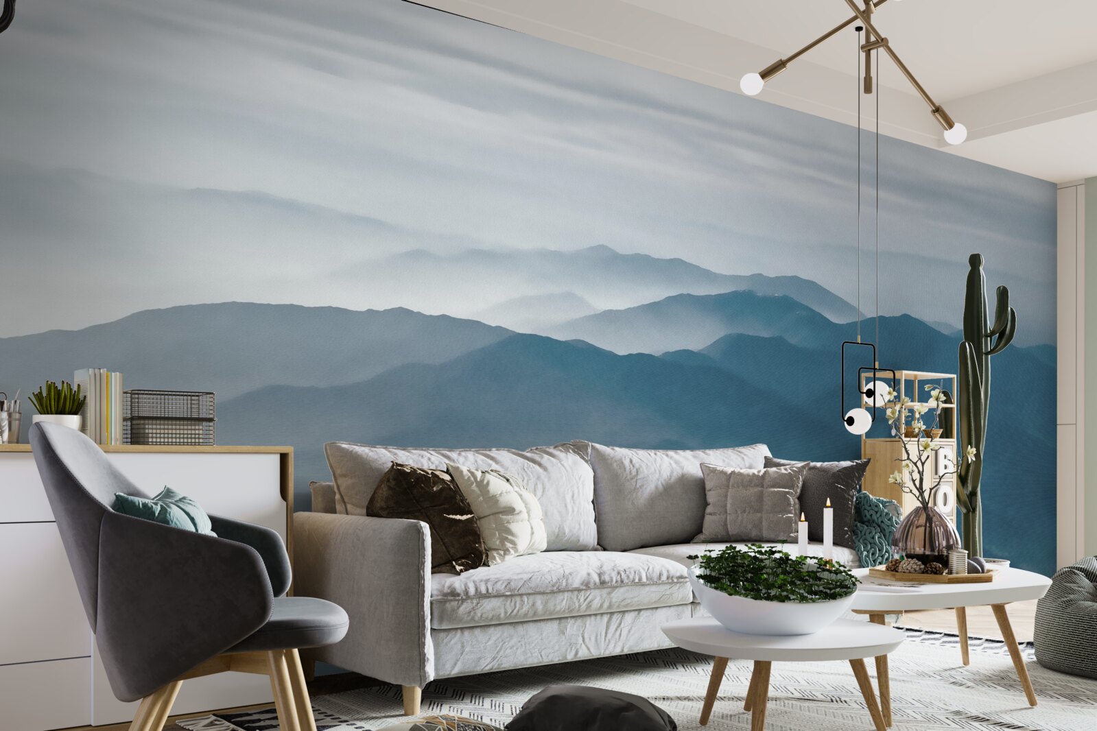 Фотошпалери ранковий туман огортає гірські вершини