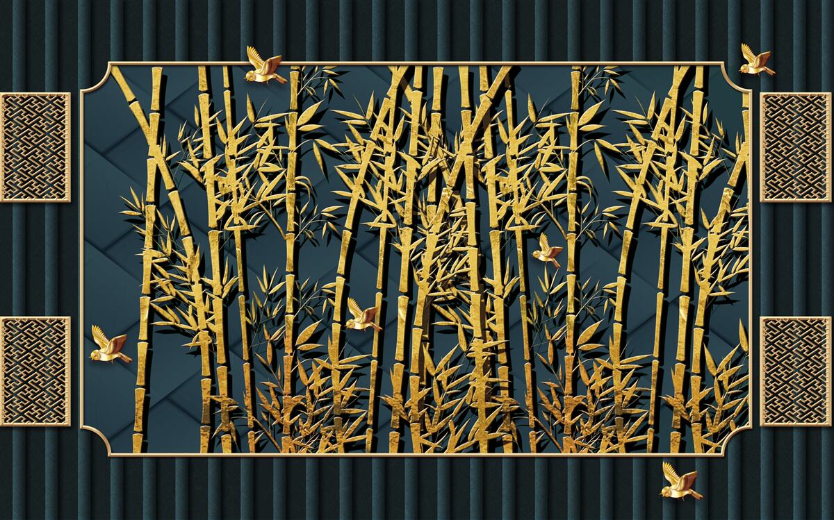 Фотошпалери бамбуковий ліс, що купається в золоті