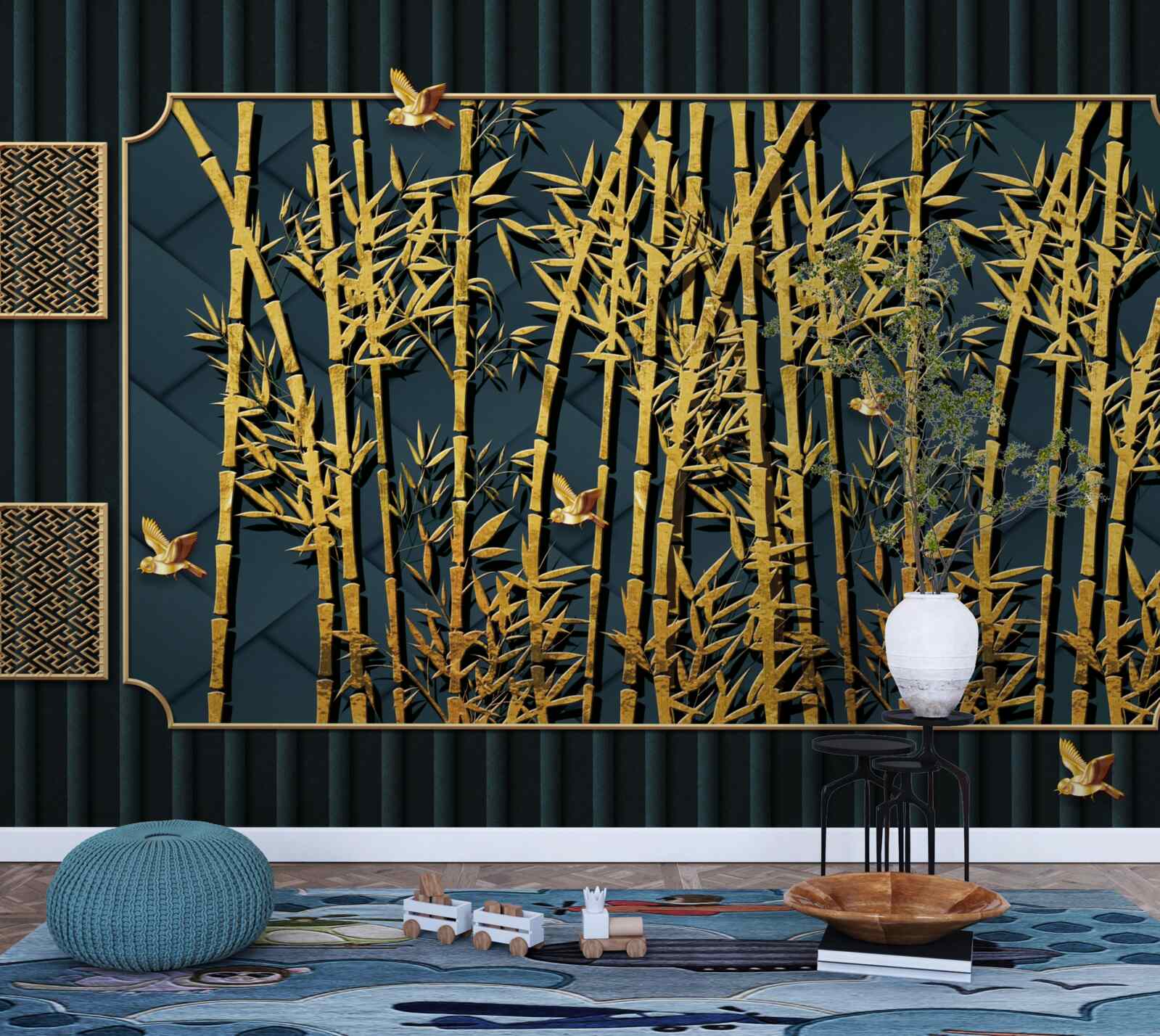 Фотошпалери бамбуковий ліс, що купається в золоті