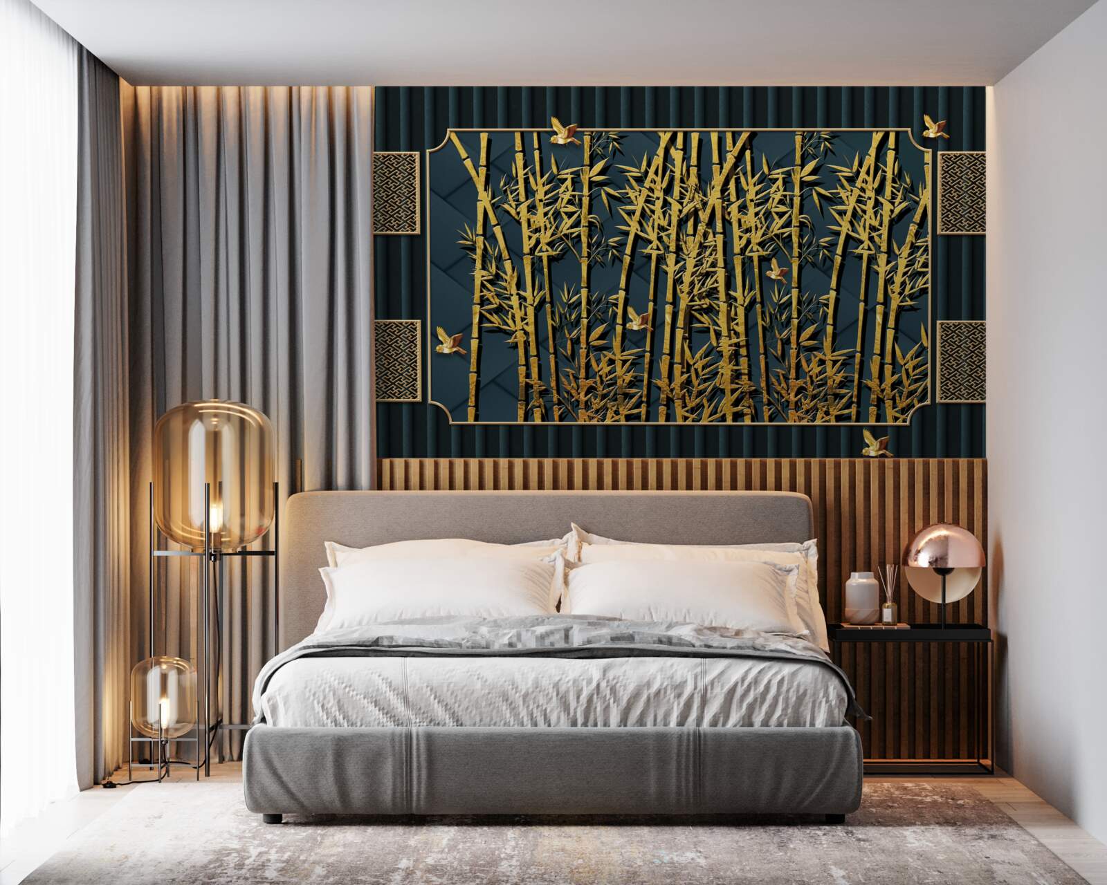 Фотошпалери бамбуковий ліс, що купається в золоті