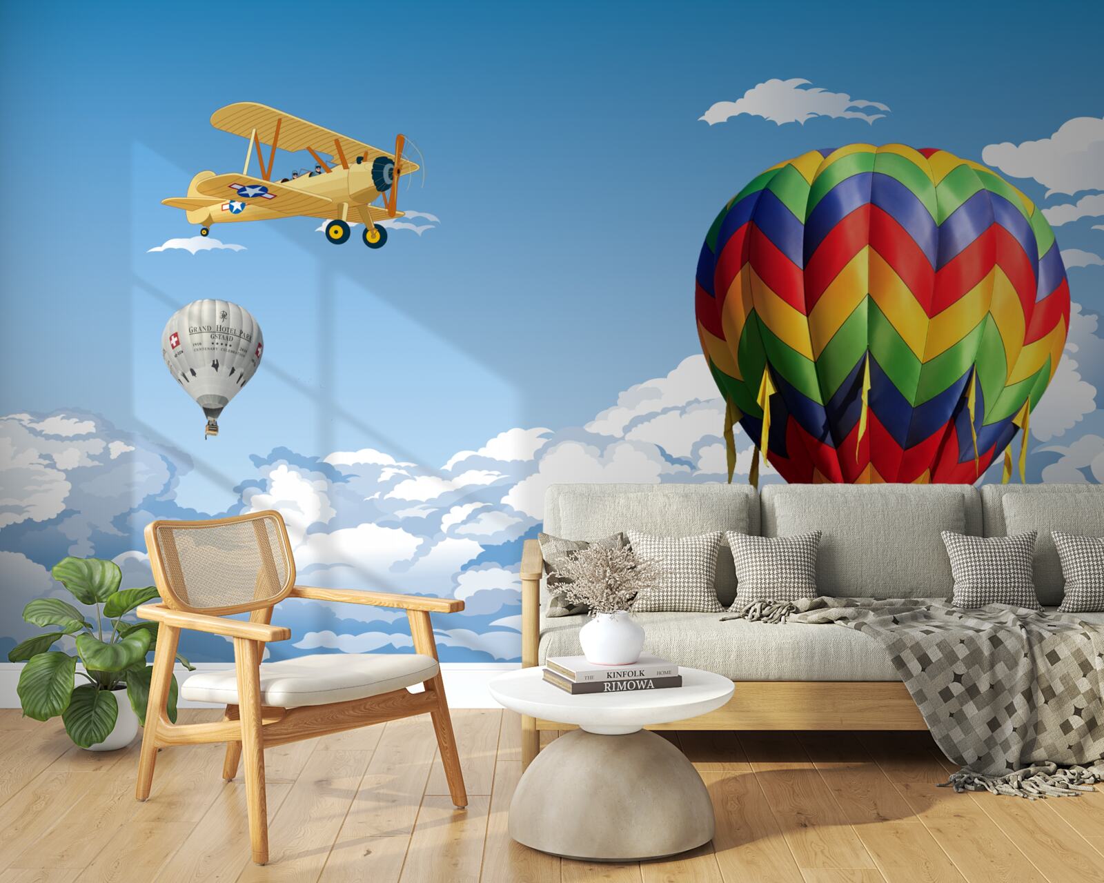 Фотошпалери подорожі на повітряній кулі та літаку