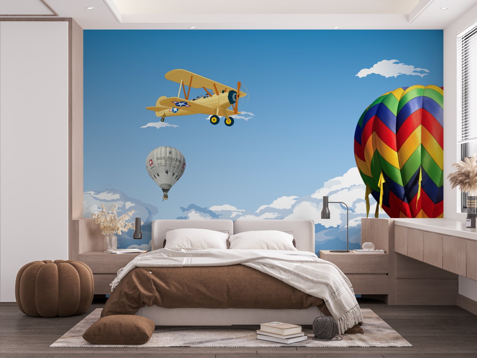 Фотошпалери подорожі на повітряній кулі та літаку