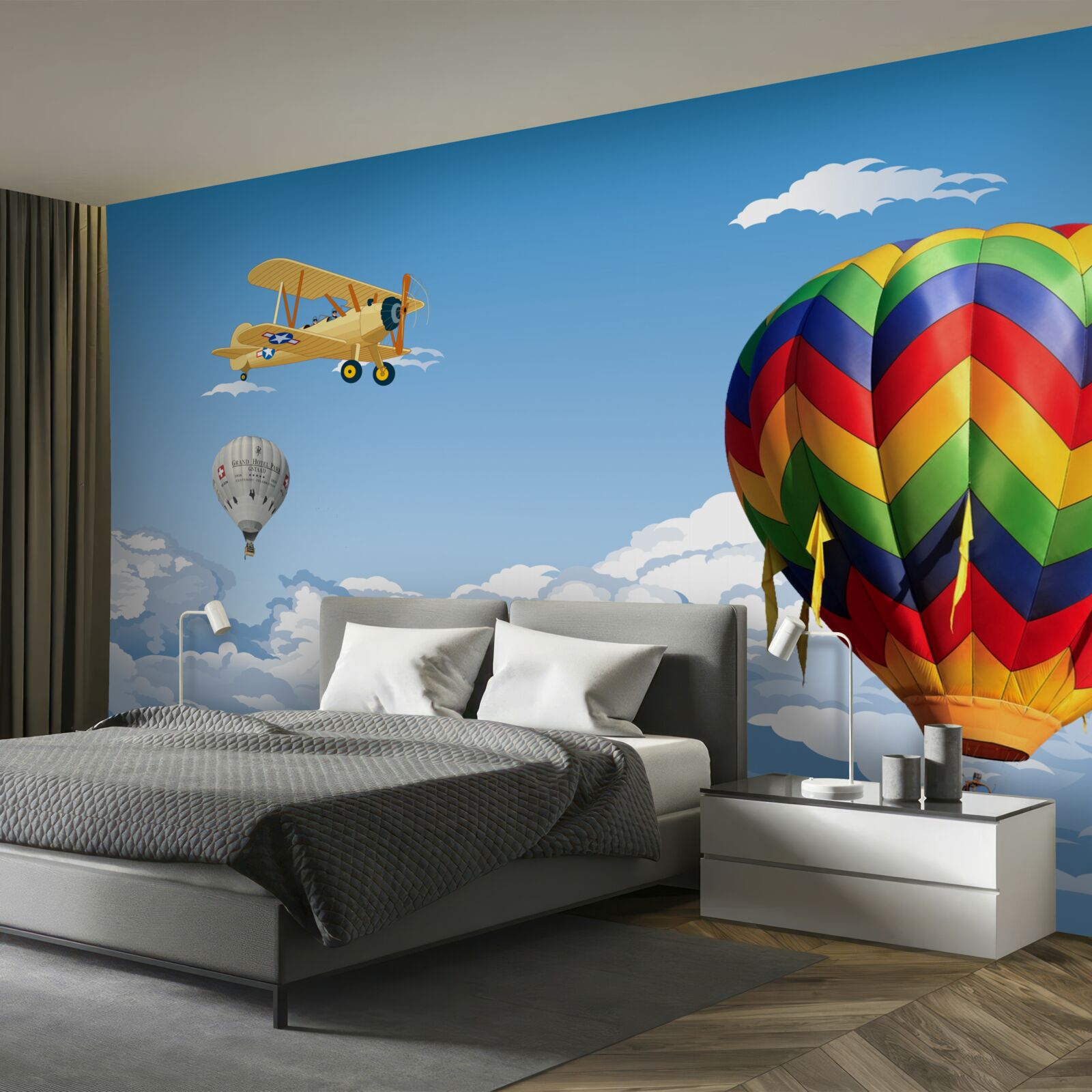 Фотошпалери подорожі на повітряній кулі та літаку