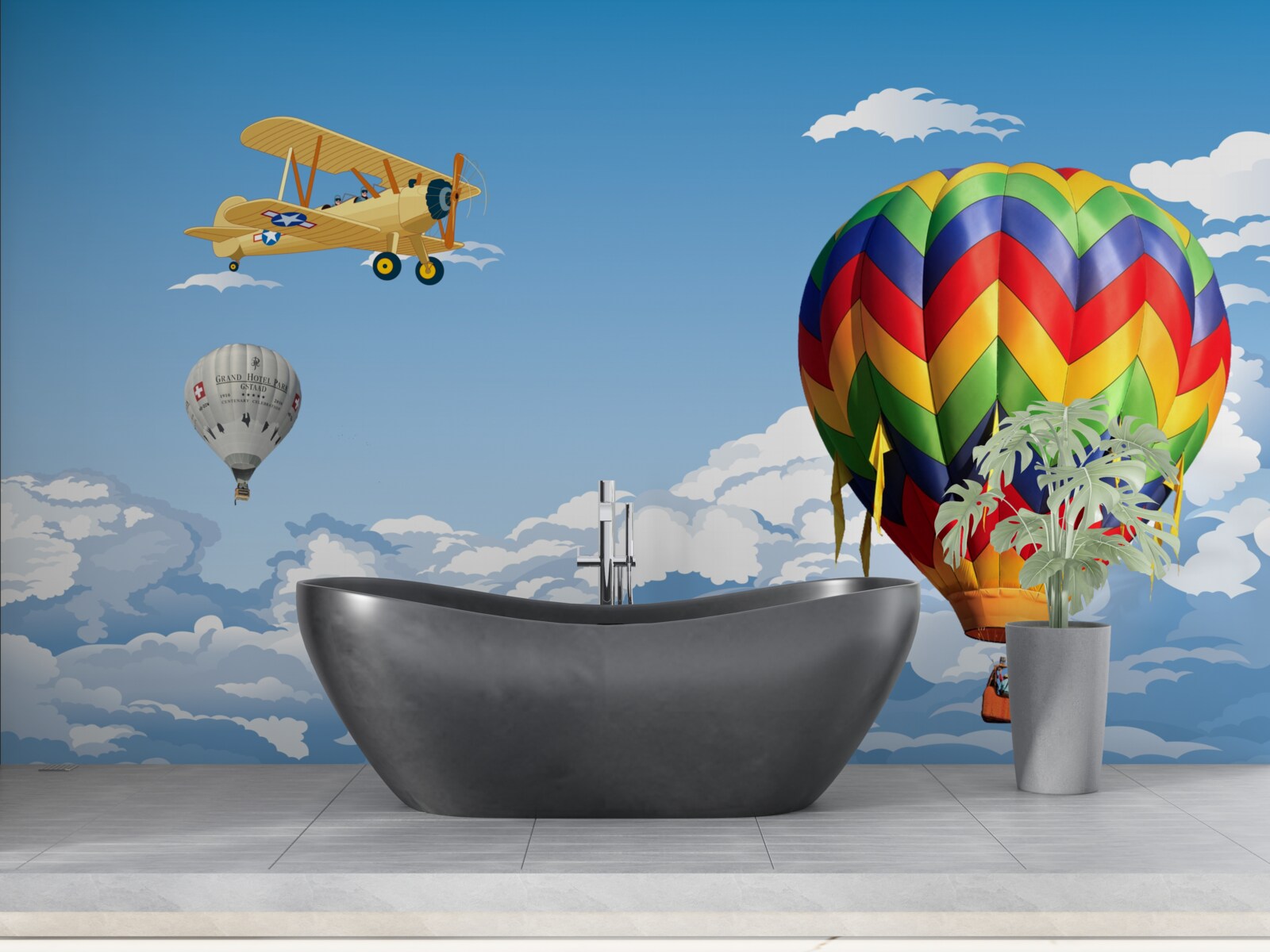 Фотошпалери подорожі на повітряній кулі та літаку