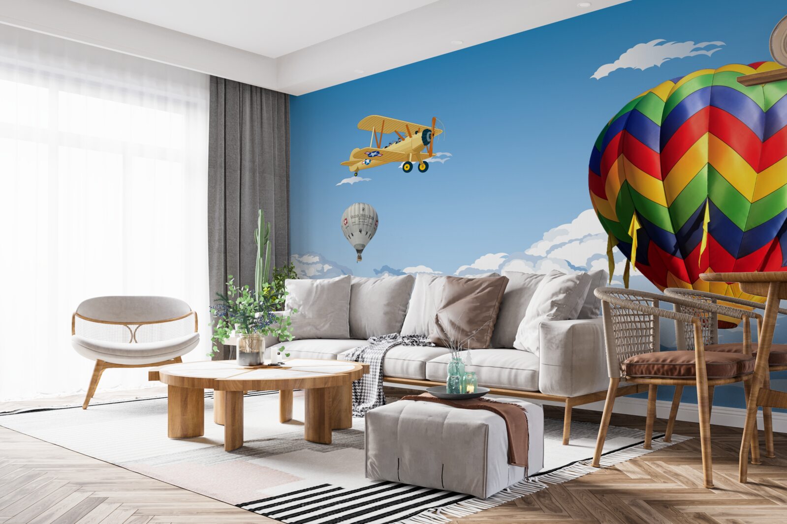 Фотошпалери подорожі на повітряній кулі та літаку